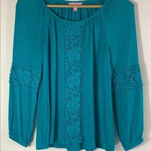 Lilly Pulitzer Briony Blouse Top Size XS Turquoise
